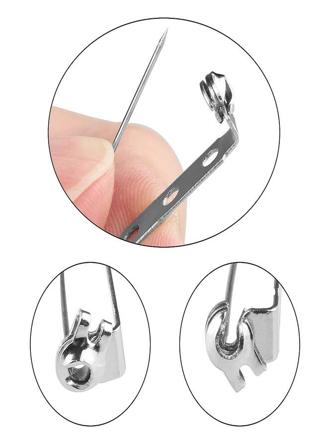 AConnet 100 Pcs Silver Tone Pin 1 Inch Corsage Pins Backs Back Clasp Brooch Bar Safety Pins Findings with 3 Holes Safety Locking for Making Corsage, Name Tags, Badges, Citation Bars, Jewelry Making by AConnet - Image 3